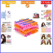 40pcs Pink Orange Heatless Spiral Hair Curlers for Long Hair, 22 Inch