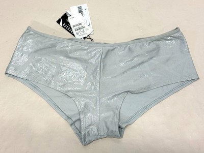 MARLIES DEKKERS Undressed BRAZILIAN Shorts 12 SPARKLING Grey SILVER Sz M NWT