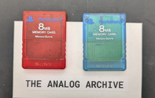 Red  Blue Transparent OEM Memory Cards N1158 - Sony PlayStation 2 - TESTED
