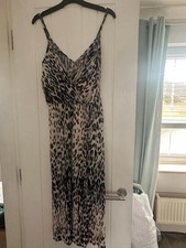 H&M Leopard Print Pleated Maxi Dress | Women’s Size S Strappy Animal Print Dress