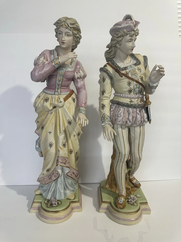 Par de figuras alemanas de cerámica de principios del siglo XX Foto 2 de 4