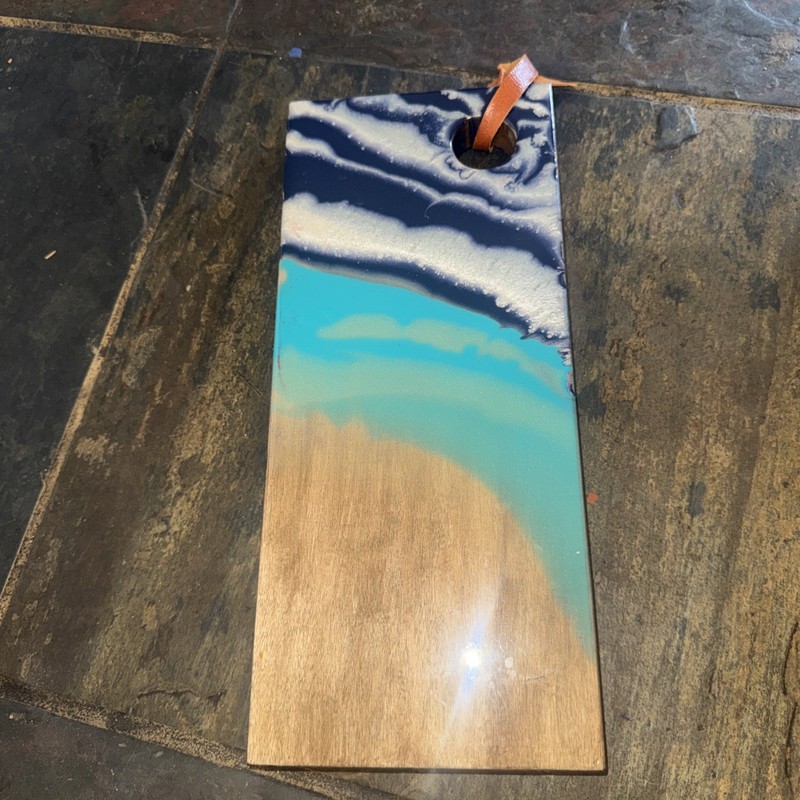 Handcrafted Resin Ocean Wave Wood Charcuterie Board - 14" x 6"