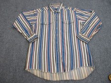 Vintage Wrangler Shirt Mens 16.5 Striped X-Long Tails Western Button Up 90s