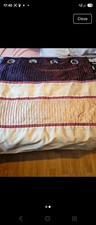 Cream & Purple Window Curtain Panel with Eyelet Heading (Eyelets/Grommets)