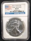 2013 $1 American Silver Eagle Coin .999 Fine NGC MS 69 Early Releases  8095
