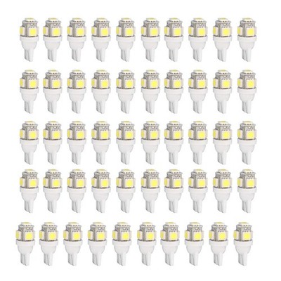 50x Super White T10 5050 5-SMD LED Interior Light bulbs W5W 192 194 158 168 2825
