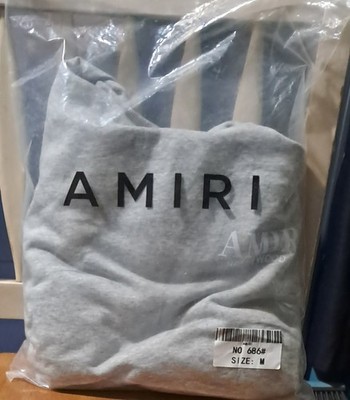 AMIRI Gray Fleece Pullover Hoodie Hollywood CA Graphic Print for Men Size M