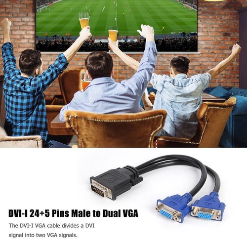 25cm 24+5 Pin DVI-I Male to Dual VGA Female 15 Pin Video Cable Adapter Splitter - Bild 7 von 12