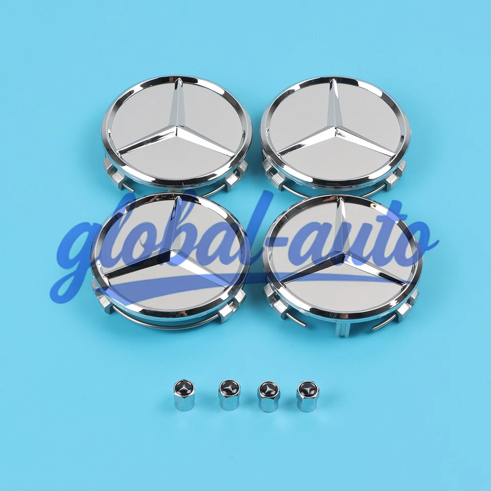 Set of 8 75mm Wheel Center Caps Hubcaps Emblem Full Silver for B-en z AMG Foto 3 de 4