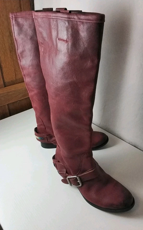 Lucky Brand LK-Hibiscus Riding Boots Bourbon Leather Women's Size 8 M - Image 2 of 4