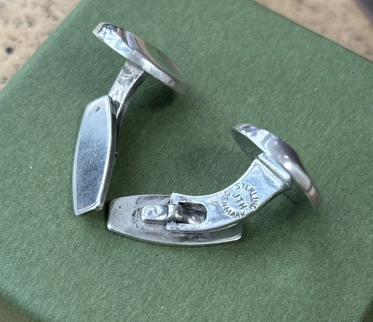 Gemelos redondos modernistas Georg Jensen Dinamarca de plata de ley Foto 4 de 4