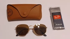 Ray-Ban RB3548N Hexagonal Flat Lens Sunglasses Gold/Polarized B-15 Brown