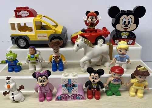 Lego Duplo Figure Lot Disney Toy Story Pizza Truck Mickey Cinderella Ariel Lot