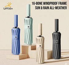 Compact Folding Windproof Umbrella UPF50 UV Blocking Auto Open/Close Multi
