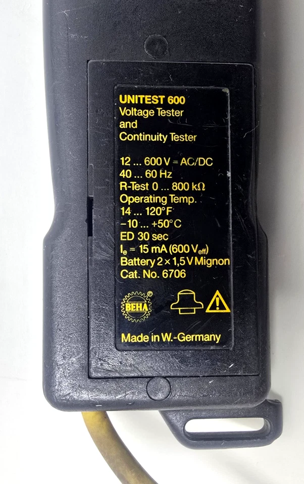 BEHA UNITEST 600 Spannungsprüfer / Durchgangsprüfer 12V bis 600V AC/DC & Koffer - Bild 2 von 4