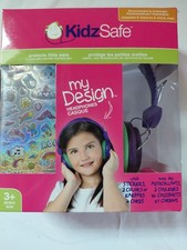 KidzSafe My Design Headphones for Kids 85dB Volume Limiting w/ Stickers Ear Pads