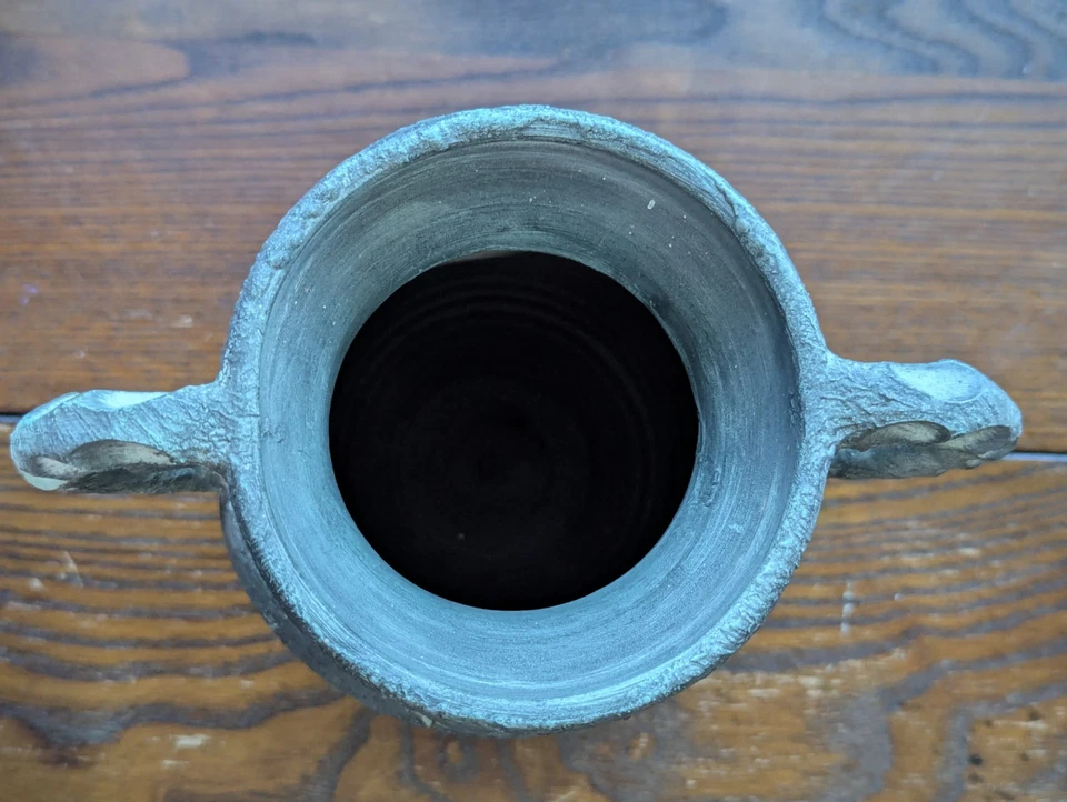 Schwarze Terrakotta Amphore Vase/Übertopf 20 cm hoch Indoor & Outdoor - Bild 3 von 4