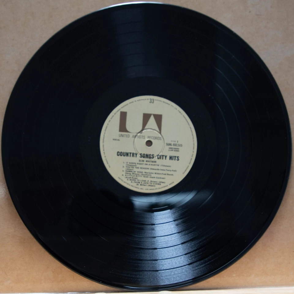 SLIM WHITMAN - COUNTRY SONGS / CITY HITS - Vinyl LP - UA - 1964 - VG (2060) - Image 2 of 4