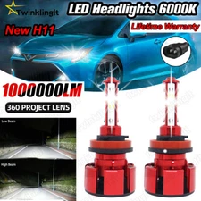 4-Sides H11 LED Headlight Kit Low Beam Bulb Super Bright 6500K White 1000000LM
