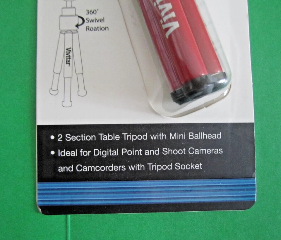Vivitar VT-6 Tripod Red Pocket Tripod W 6” Extension Fits Most Cameras - NEW - Image 2 of 4