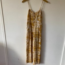 Shein Romper Dress Womens Small Mustard Floral Tropical Cropped Strappy Y2K
