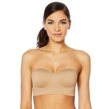Nearly Nude Womens Seamless Bra with Optional Straps, Nude, Sz Large