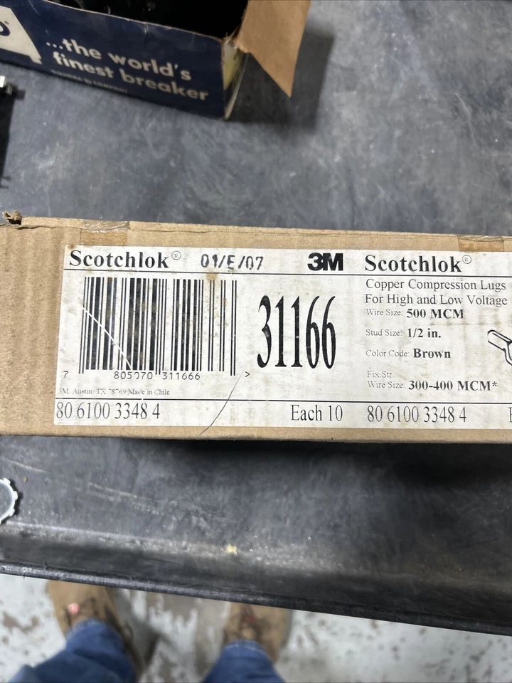 3M ,31166, SCOTCHLOK COPPER COMPRESSION BARREL LUGS 2 HOLE 500 KCMIL  Box Of 10 - Image 2 of 4