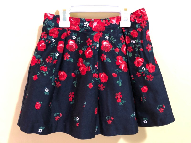 Janie and Jack Plaid Party Falling Roses Floral Skirt Size 5 EUC 