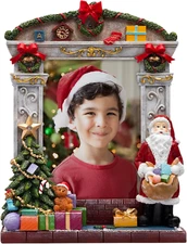 Christmas Mantel Light up Holiday 5" X 7" Resin Picture Frame