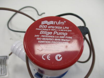 RULE BILGE PUMP 800 GPH / 3028 LPH RED WHITE & BLUE 026-0882-04 BOAT