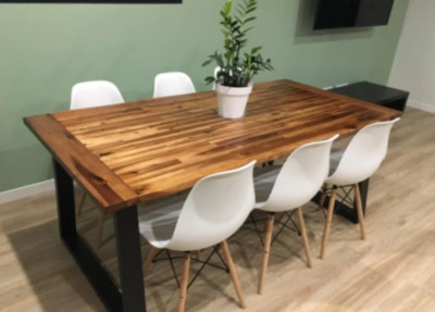 Industrial Esstisch groß Küchenmöbel rustikal Massivholz Metall Zimmer