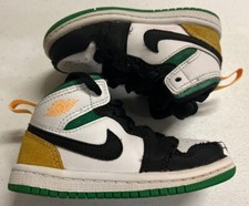 Nike Air Jordan 1 TD Retro Mid White gold green BQ6933-101 Toddler Shoes Size 7C