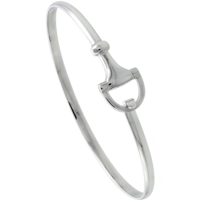 925 Sterling Silber Trense Bit Armreif Armband 13 mm Haken & Öse Verschluss, 7,5'' lang