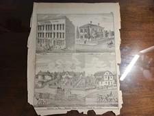 TELL CITY TROY Newburg  - ANTIQUE original 1876 Plat Map INDIANA Atlas 17" x 14"