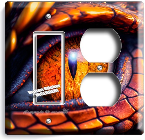 BIG EYE OF A RED DRAGON LIGHT SWITCH OUTLET WALL PLATE HOME PROTECTION ART DECOR - Picture 30 of 34