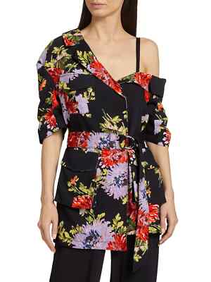 NWT $495 Cinq à Sept Katie Floral Wrap Jacket Dark Chrysanthemum 2