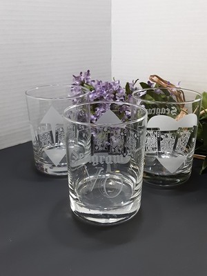 SEAGRAM'S V.O. CANADIAN WHISKEY Bar Glasses Poker Hand Playing Cards Royal Flush