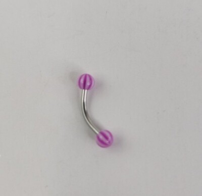 6mm Internal Thread Purple Eyebrow Ring Steel Curved Barbell Snake Eye Piercing