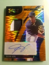 2022 Select Luis Gil ORANGE PULSAR Prizm Rookie Jersey Patch Auto NICE SP #12/20