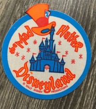  DISNEYLAND VINTAGE MAD HATTER FABRIC STICKER FREE SHIPPING