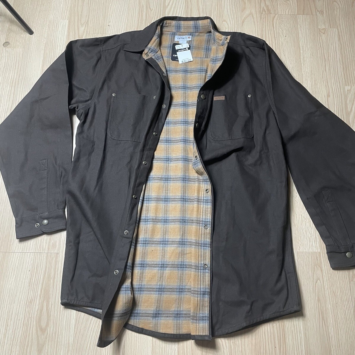 Carhartt S296 DKB Flannel Lined Canvas Shirt Jac Men's Large Tall