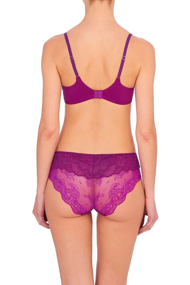 Sujetador Natori DOUBLE TIME Caspia Trébol Púrpura Encaje Contorno UW 32D y Bikini S Foto 2 de 4
