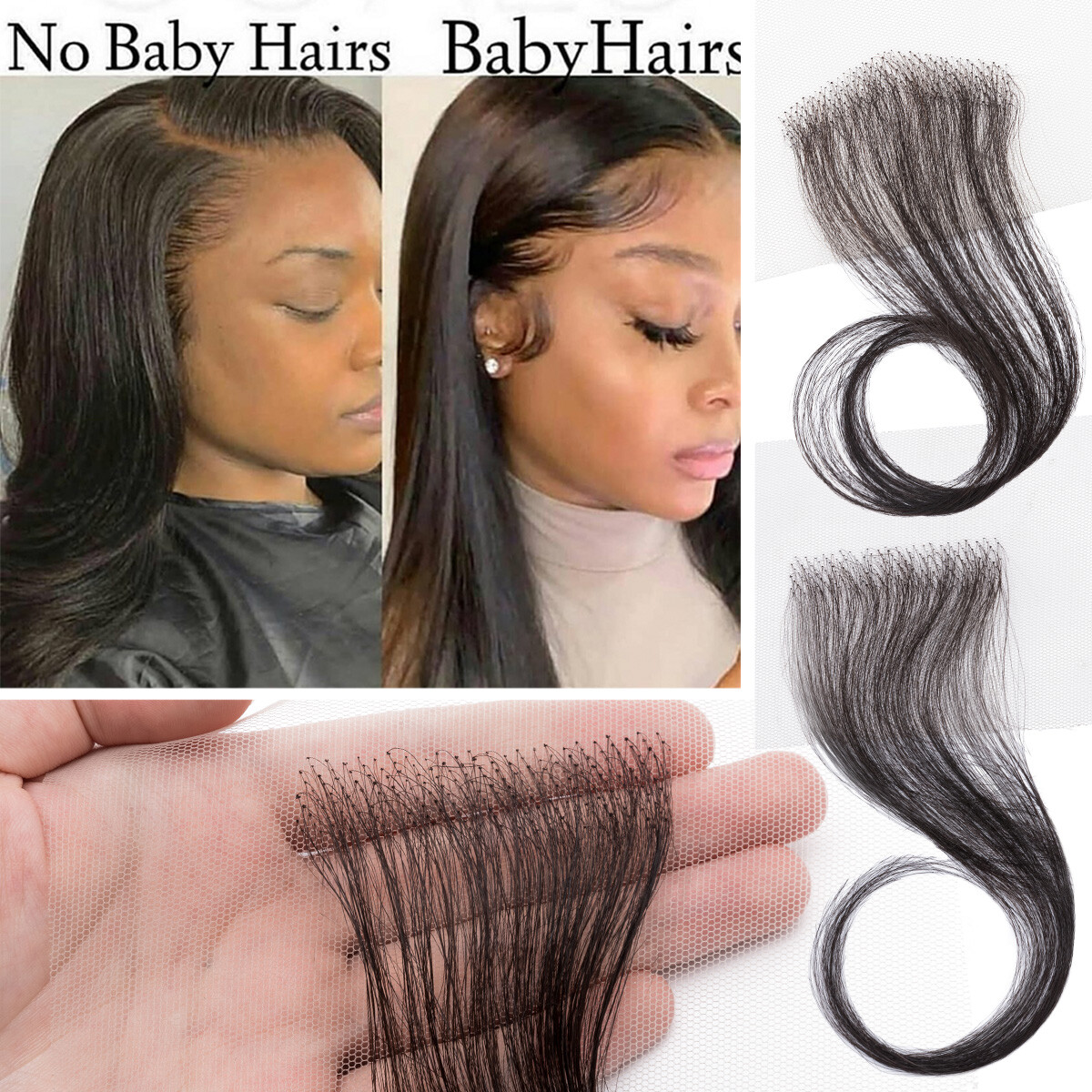 Women Swiss Lace Hairline 100% Real Virgin Human Hair Edges Stripes Baby  Hair UK