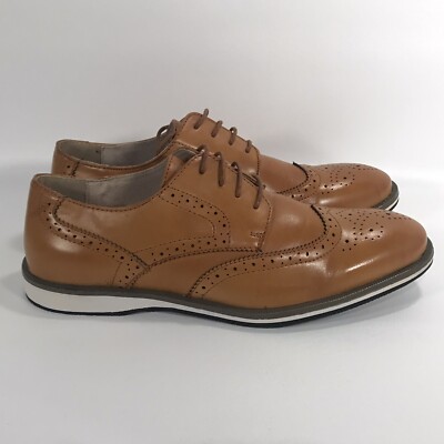 Franco Vanucci Mens Brown Wingtip Faux Oxfords Dress Shoes  display picture 1