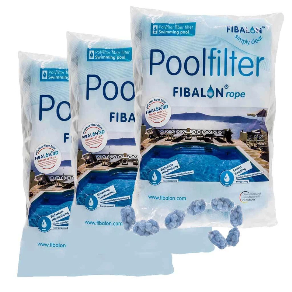 Pool Filterbälle Polymerfaserfilter 3x Fibalon Rope Schnur Premium Sandfilter