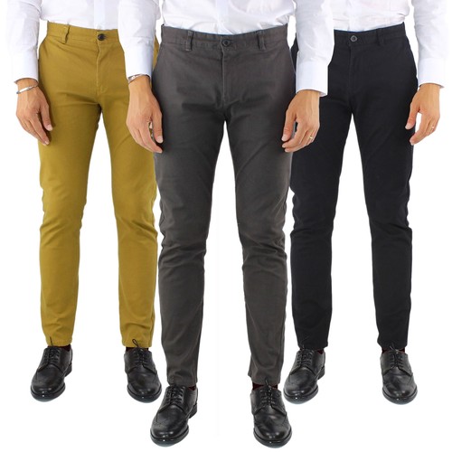Pantaloni Uomo Invernali in Cotone Caldo Chino Slim Fit Pantalone Elegante  | eBay