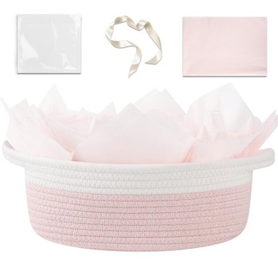Gift Basket Empty with Handle, 12''x 8''x 5'' Small Woven Basket with Gift Bag,