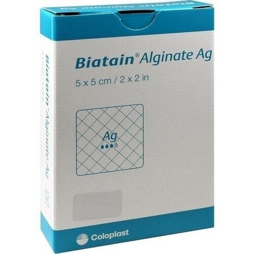 BIATAIN Alginate Ag Kompressen 5x5 cm mit Silber, 10 St PZN 01406448