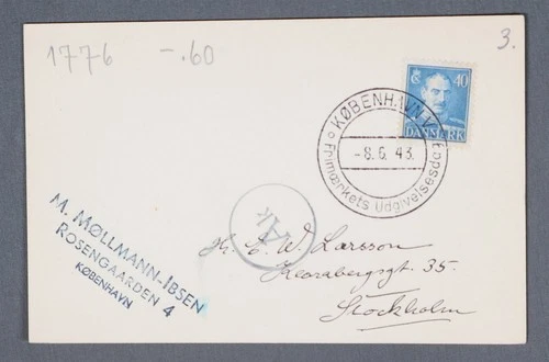 MayfairStamps Denmark FDC 1943 King Blue 40 First Day Cover aaw_49679