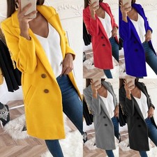 Women Wool Long Overcoat Casual Fashionable Slim Ladies Winter Outdoor Wear